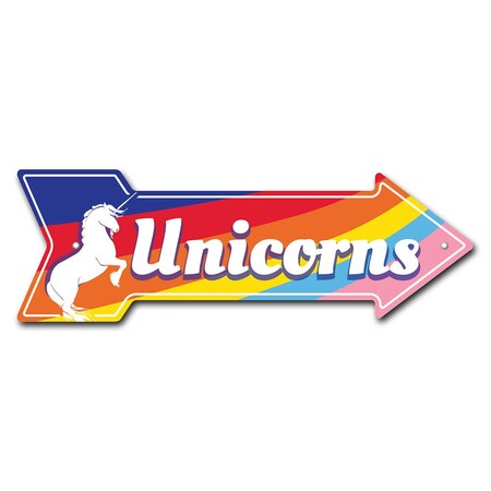 Unicorns Arrow Sign Funny Home Decor 18in Wide